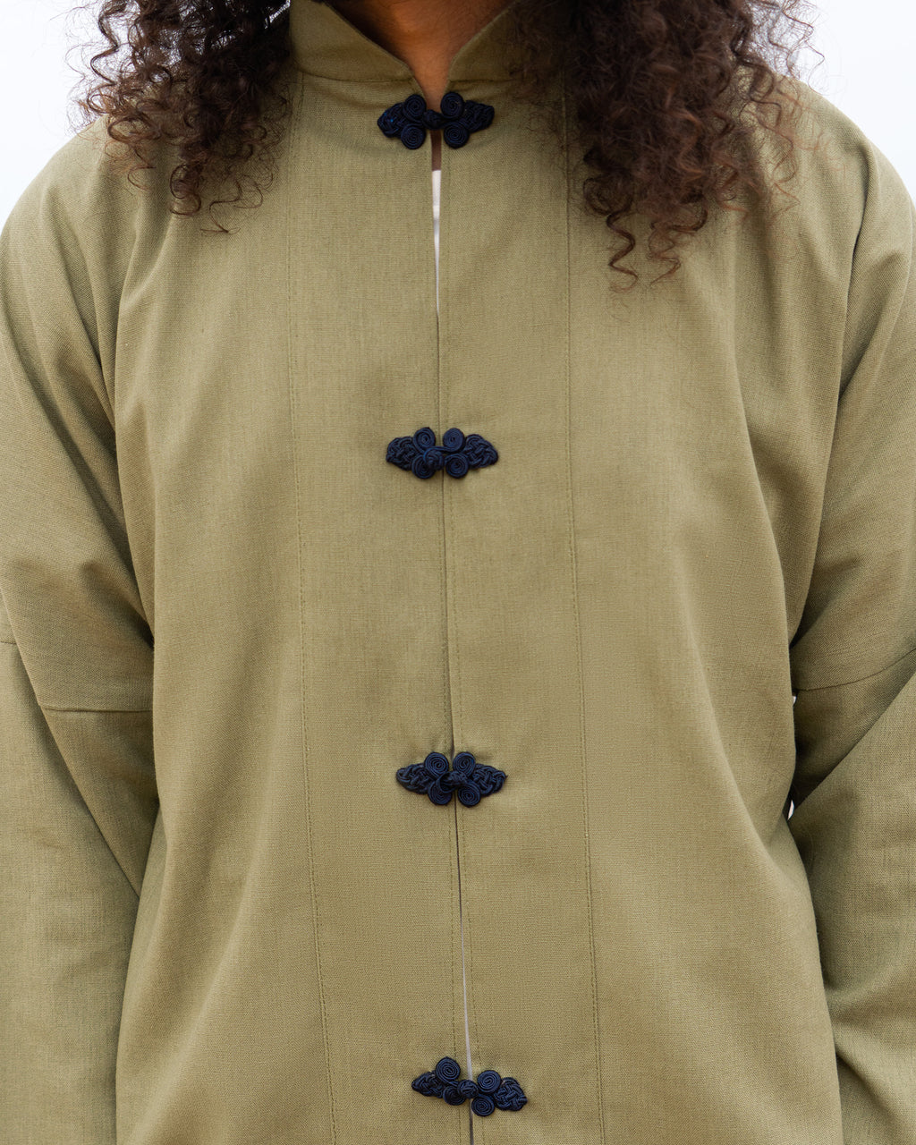 Olive Green Linen Shanghaï