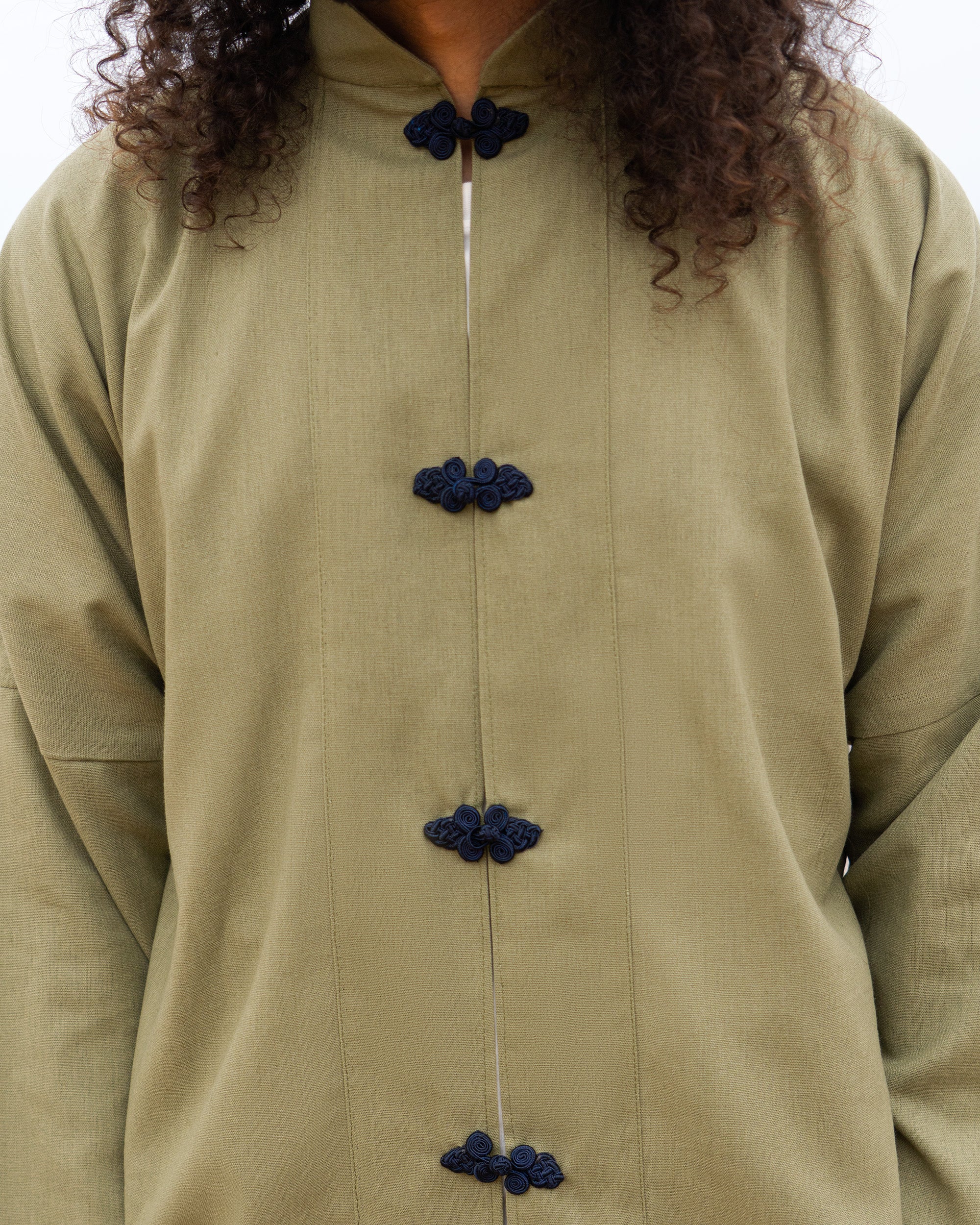 Olive Green Linen Shanghaï