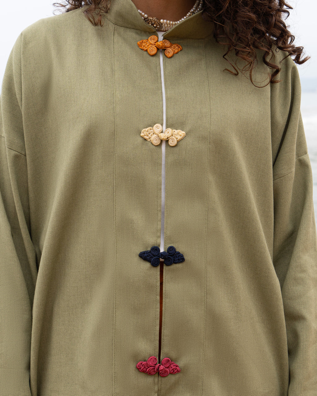 Olive Green Linen Shanghaï