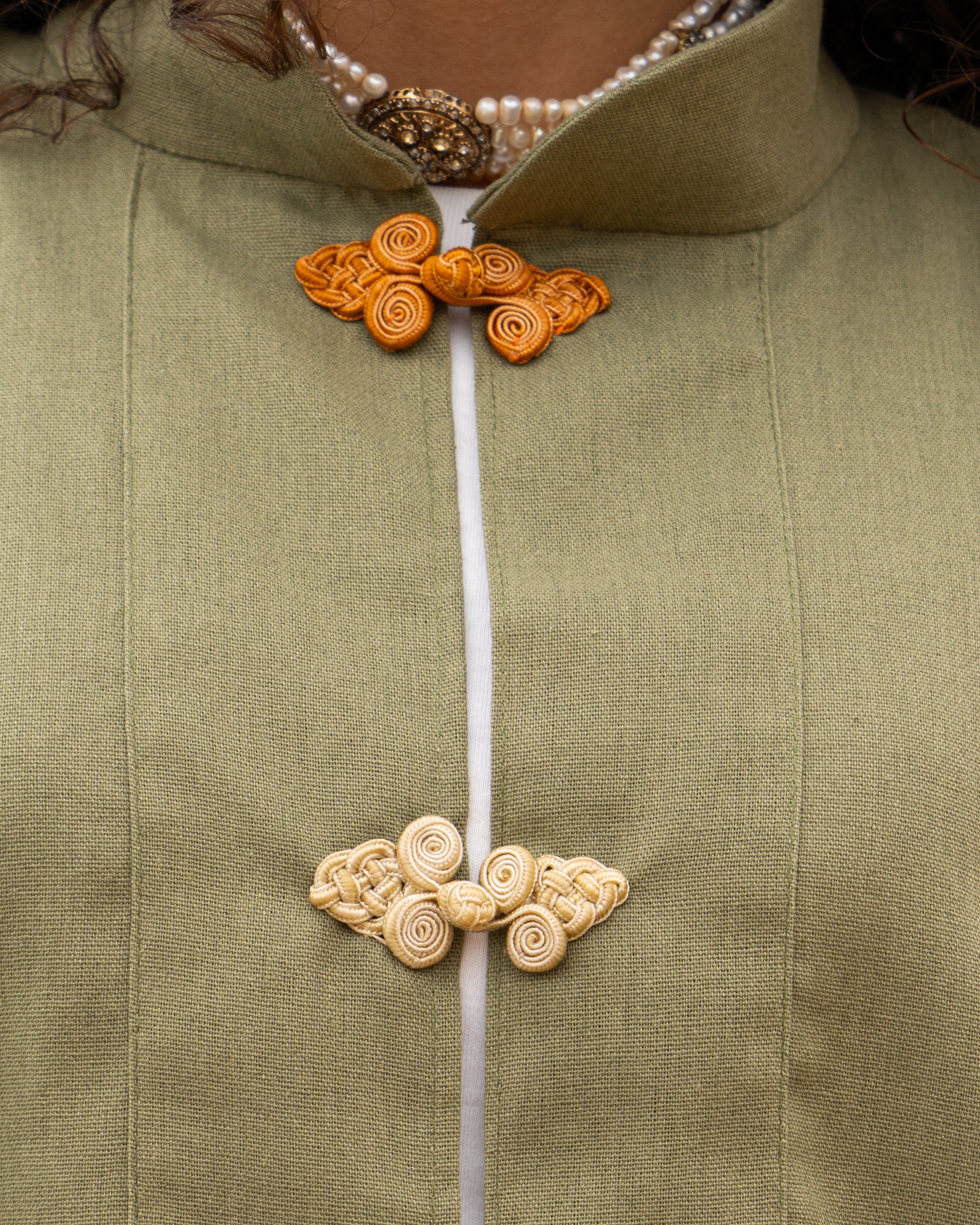 Olive Green Linen Shanghaï